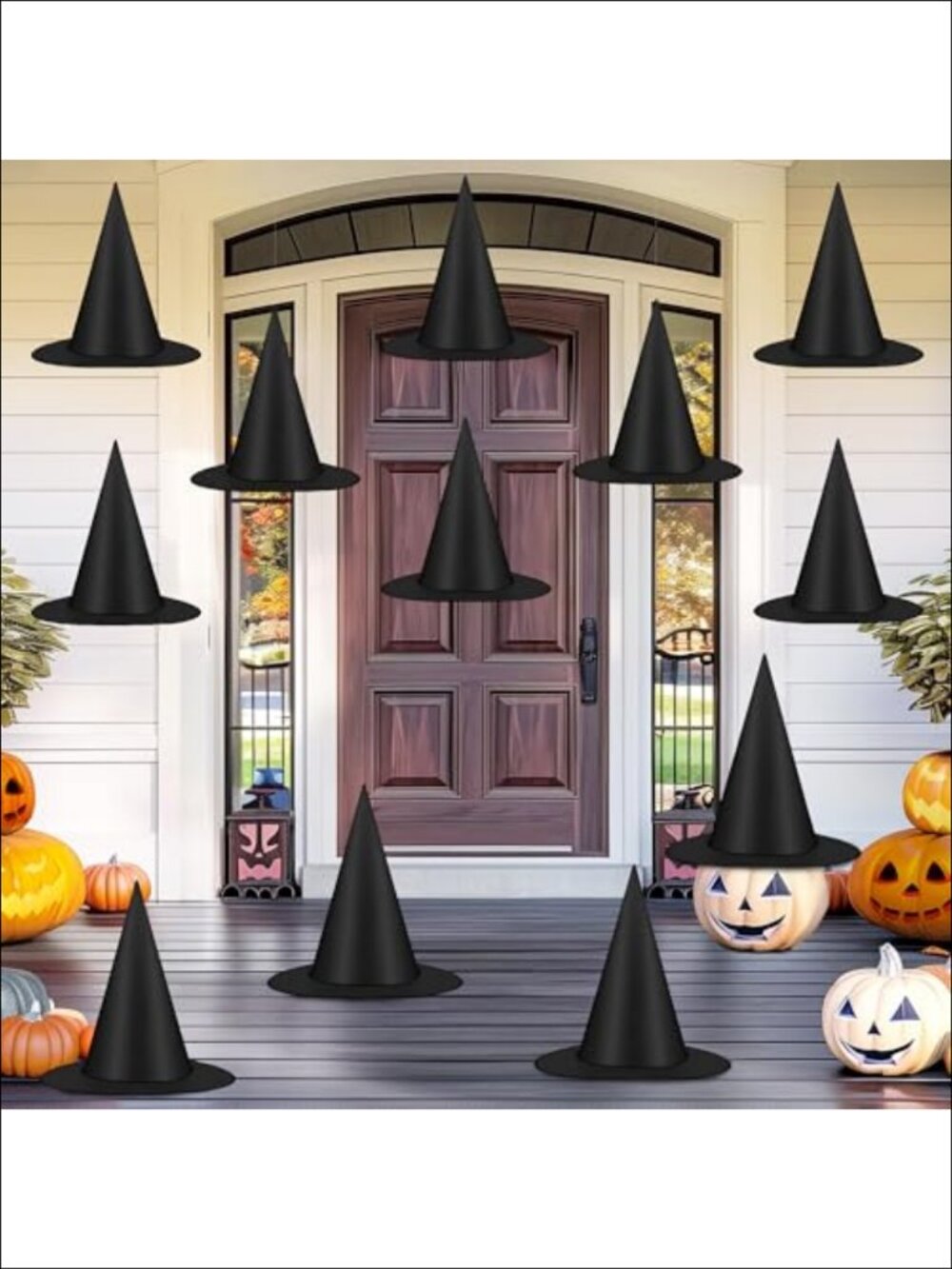 12 PCS Hanging Witch Hats Oxford Fabric Porch Yard Decor